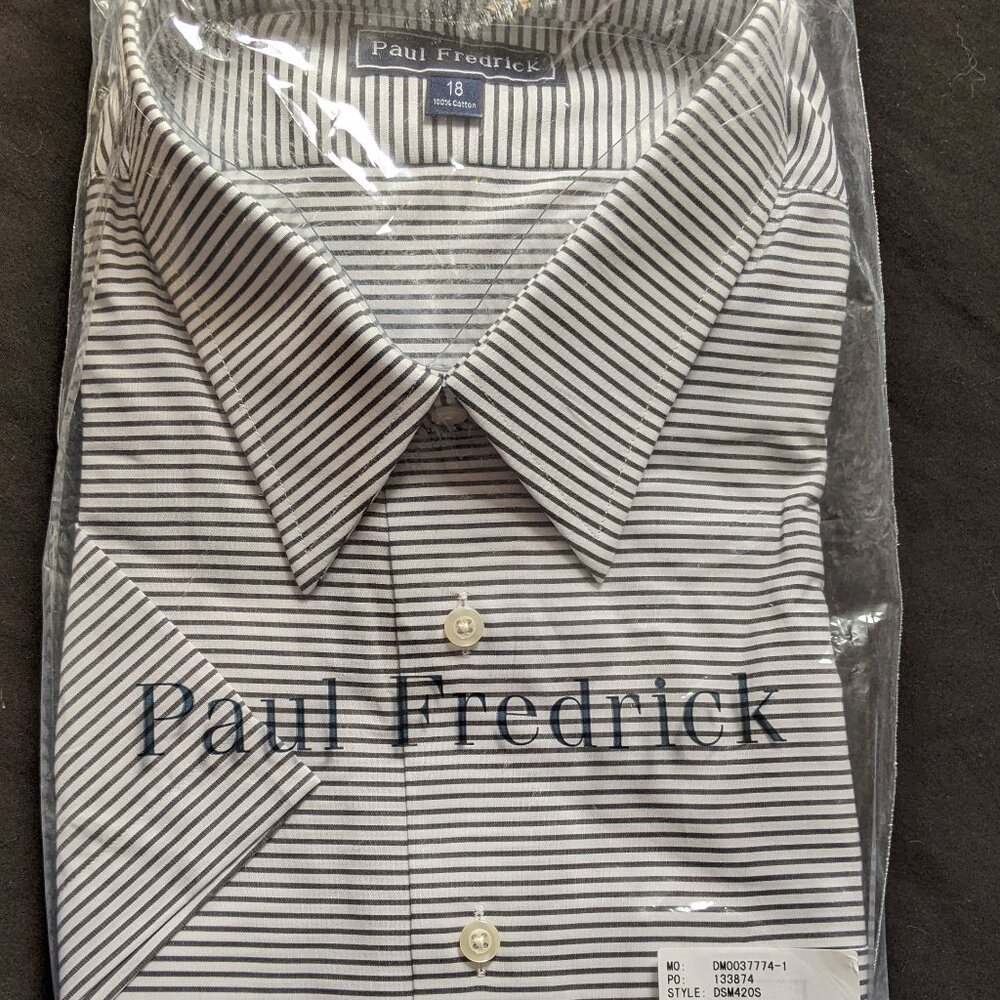 Paul Fredrick Black and White Dress Shirt NWT